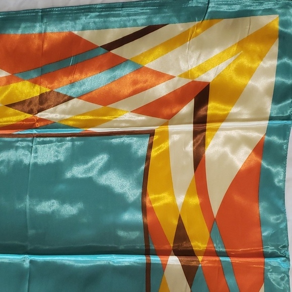 380- Women's Scarf Turquoise Orange Yellow Cream Colors NWT - Picture 9 of 9